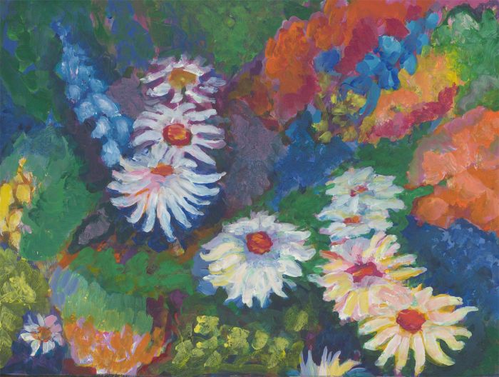 Edith Birkin (1927-2018) - 20th Century Acrylic, Vibrant Flowers