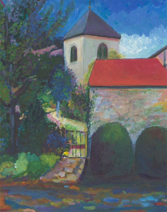 Edith Birkin (1927-2018) - 20th Century Oil, Street Scene with Church