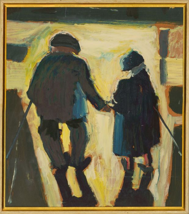 John Cherrington (1931-2015) - Framed 20th Century Oil, Couple Holding Hands