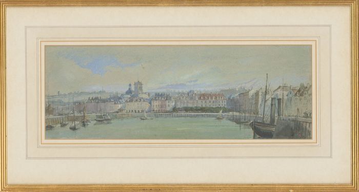 Evelyn D . Hay - Framed 1869 Watercolour, Dieppe Harbour