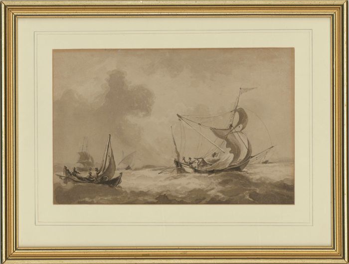 Attrib. Thomas Sewell Robins (1810-1880) - Watercolour, Shipping on Choppy Seas