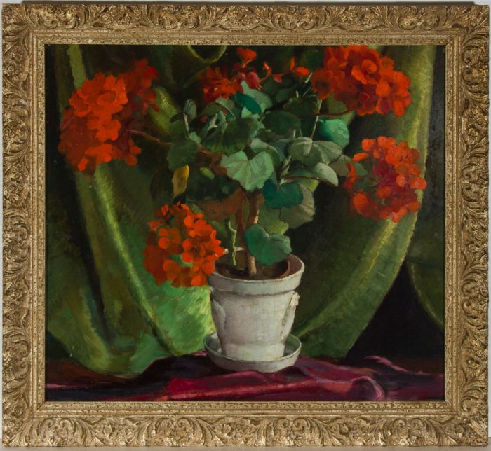 Colin Cairness Clinton Campbell (1894-1970) - Framed Oil, The Red Geraniums