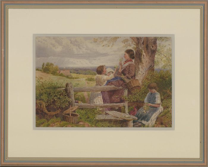 A. Neath after Birket Foster - Fine 1872 Watercolour, Spring Flowers