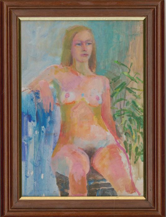 John Ivor Stewart PPPS (1936-2018) - 20th Century Acrylic, Seated Nude
