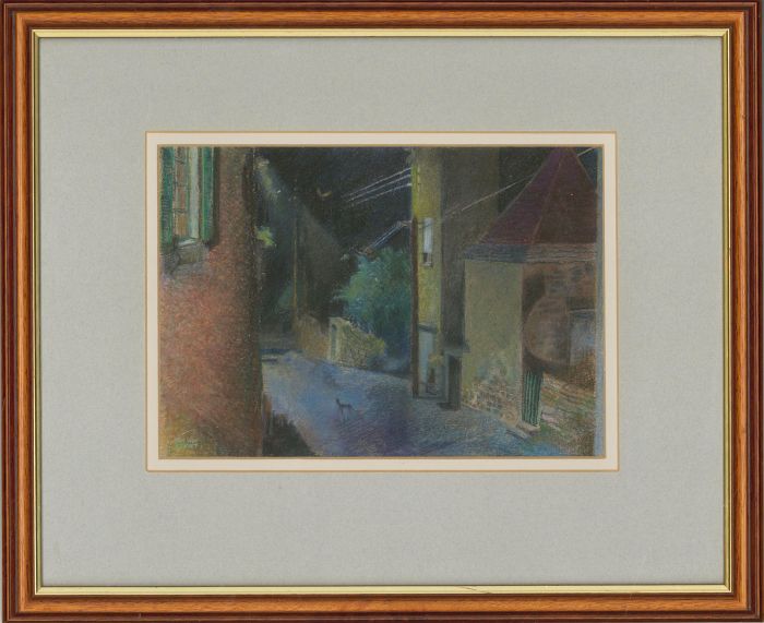 John Ivor Stewart PPPS (1936-2018) - 20th Century Pastel, Street Scene at Night