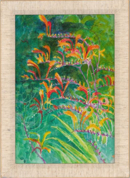 John Ivor Stewart PPPS (1936-2018) - Framed Contemporary Acrylic, Vibrant Garden