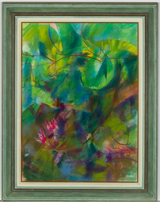 John Ivor Stewart PPPS (1936-2018) - Signed & Framed 2002 Pastel, Lily Pond I