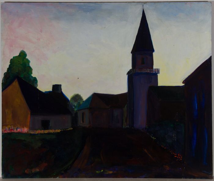 Edith Birkin (1927-2018) - 20th Century Oil, The Village in Blue