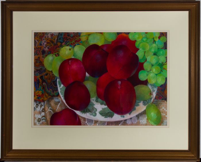 John Ivor Stewart PPPS (1936-2018) - Contemporary Pastel, Green Grapes Red Plums