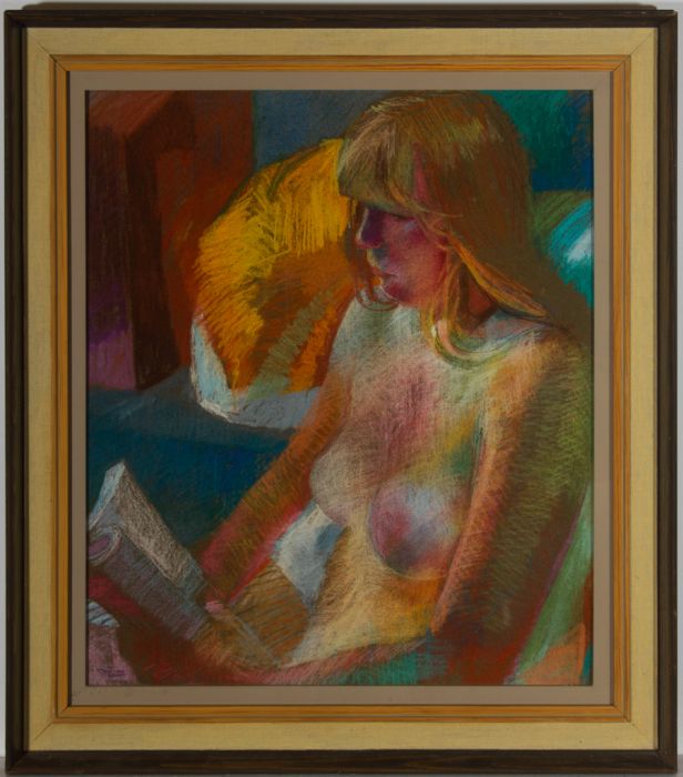 John Ivor Stewart PPPS (1936-2018) - 1989 Pastel, Model Reading