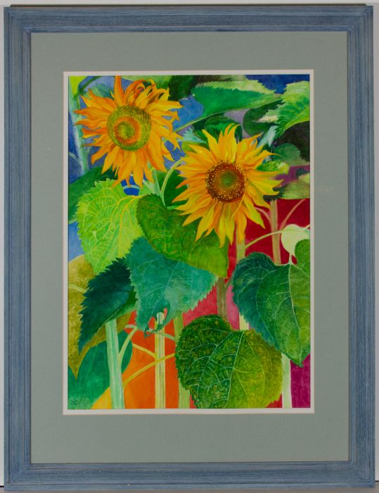 John Ivor Stewart PPPS (1936-2018) - Signed Contemporary Watercolour, Sunflowers