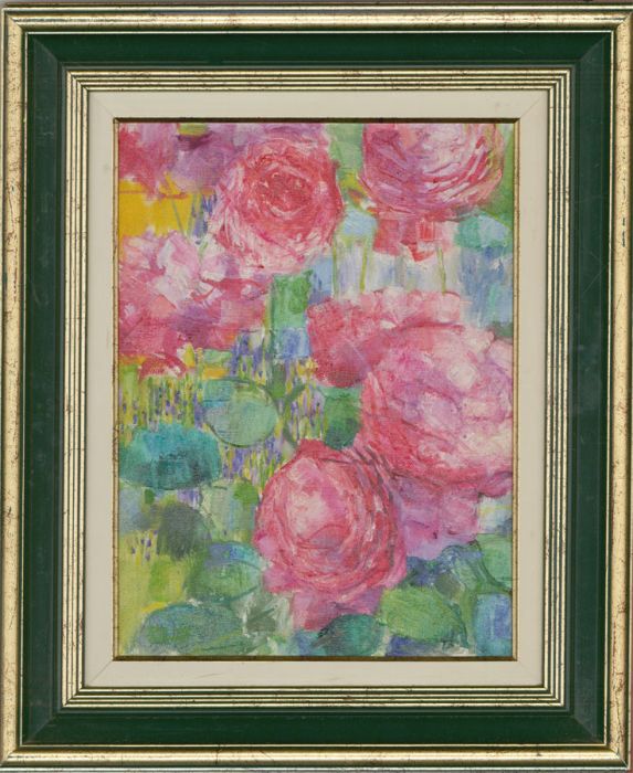 John Ivor Stewart PPPS (1936-2018) - Signed Oil, Roses From a French Garden