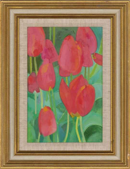 John Ivor Stewart PPPS (1936-2018) - Contemporary Acrylic, Incarnadine Tulips