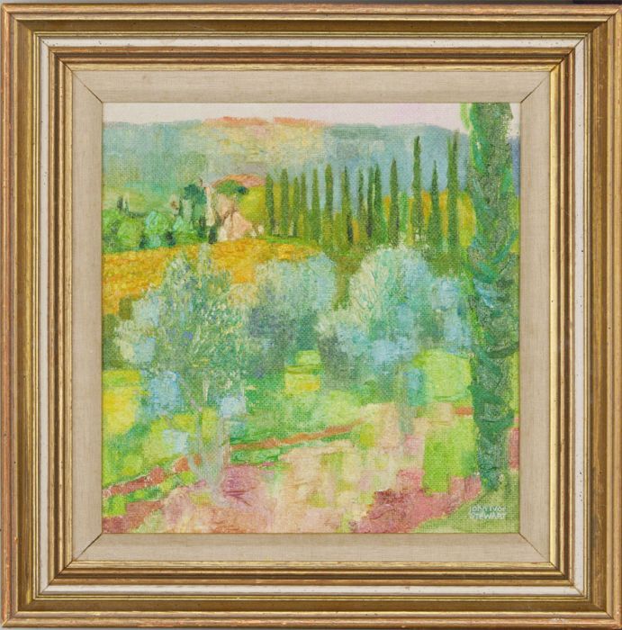 John Ivor Stewart PPPS (1936-2018) - Signed Oil, Olive Trees Lourmarin