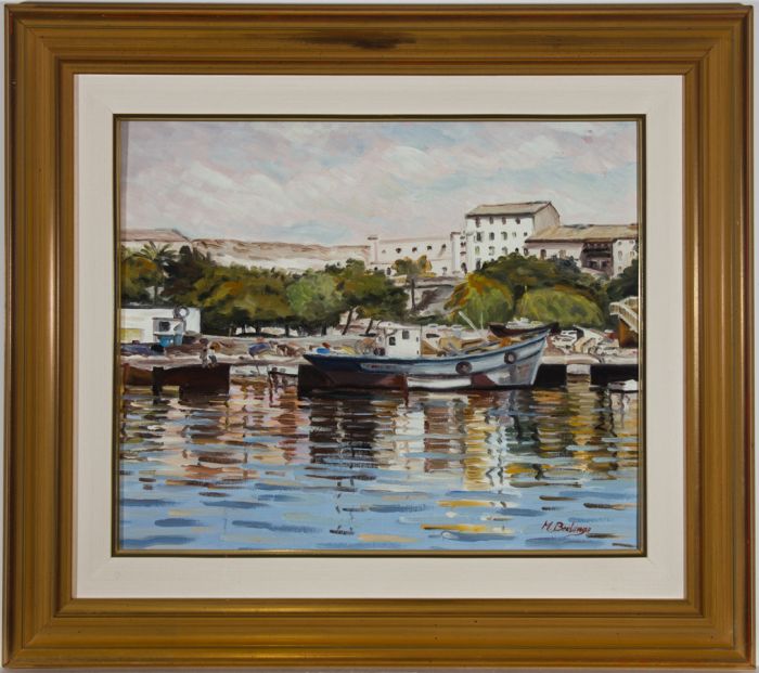 Matias Berlanga (1908-1977) - 20th Century Oil, Mediterranean Harbour Scene