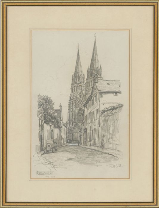 Ruth Cobb - Signed & Framed 1927 Graphite Drawing, Bayeux
