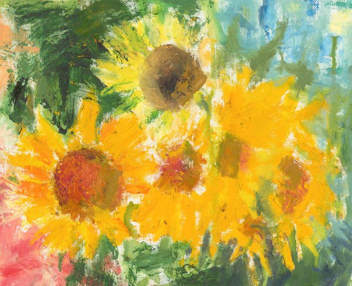 John Ivor Stewart PPPS (1936-2018) - Contemporary Acrylic, Sunflowers V