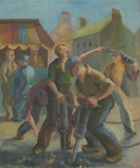 Laurence H.F. Irving (1897-1988) - Mid 20th Century Oil, The Road Workers
