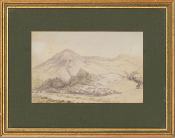 Framed Late 19th Century Watercolour - Welsh Hillside Cottages
