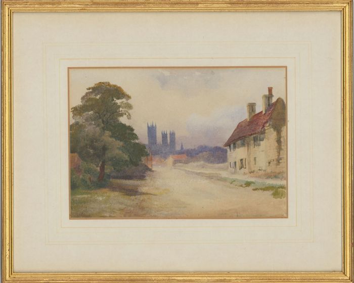 Framed Late 19th Century Watercolour - Canterbury Cathedral