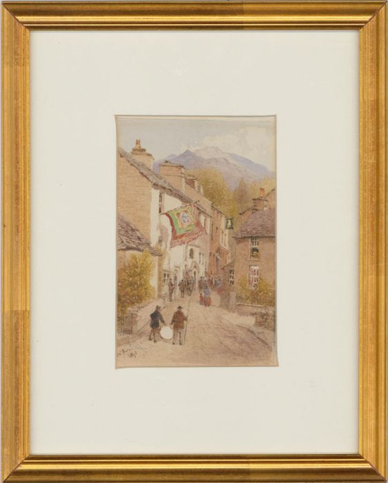 W. Hull - Signed & Framed 1875 Watercolour, French Mountain Town