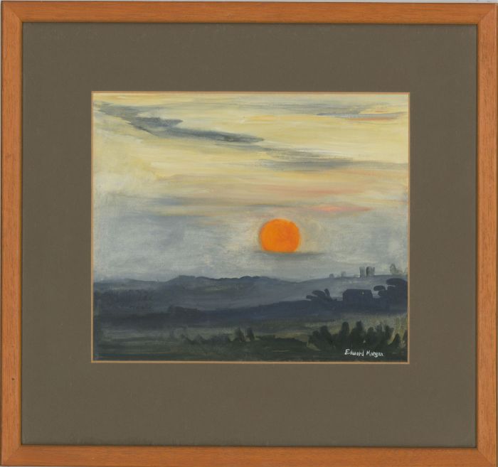 Edward Morgan (1933-2009) - Signed & Framed 20th Century Gouache, The Orange Sun