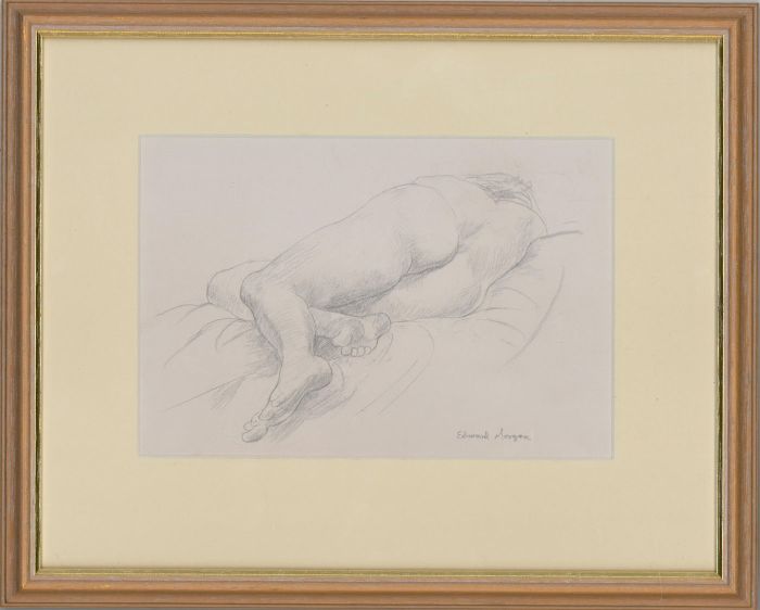 Edward Morgan (1933-2009) - Signed & Framed Graphite Drawing, Reclined Nude