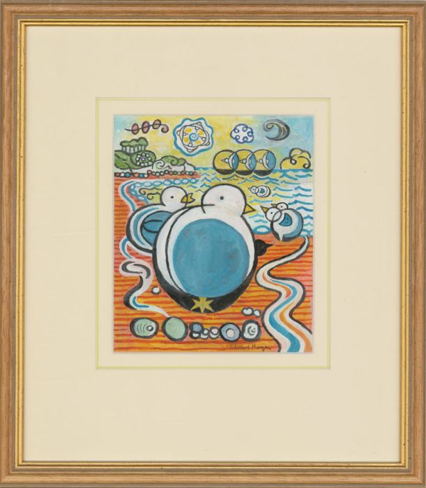 Edward Morgan (1933-2009) - 20th Century Gouache, Seagull Shapes