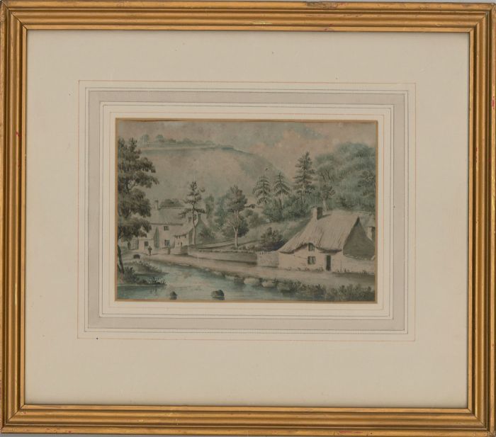 Framed Mid 19th Century Watercolour - Cottage Landscape