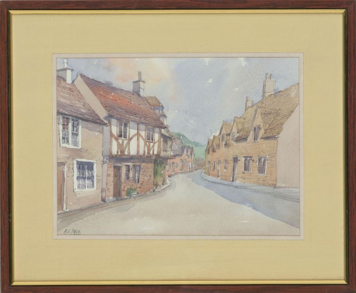 Anthony V. Pace - Signed 1988 Watercolour, Castle Combe