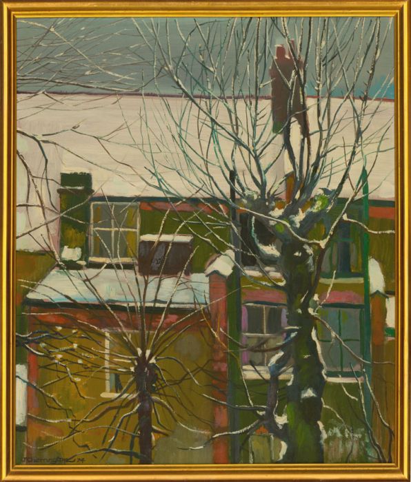 John Cherrington (1931-2015) - 1974 Oil, Winter Cottages
