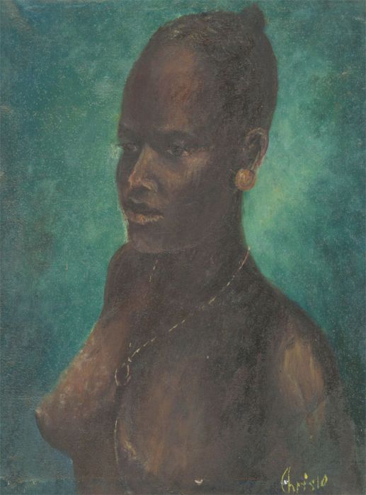 Christo - 20th Century Oil, Portrait of a Tribal Woman