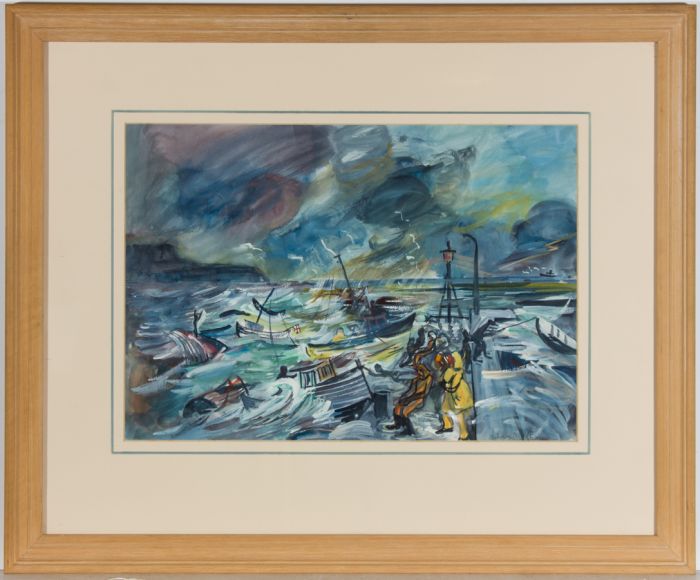 Edward Morgan (1933-2009) - Contemporary Gouache, Storm, Mussel Brush Harbour