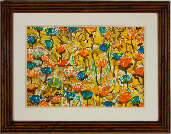 Aldo Pasquali - Framed 2010 Mixed Media, Floral Abstract Composition