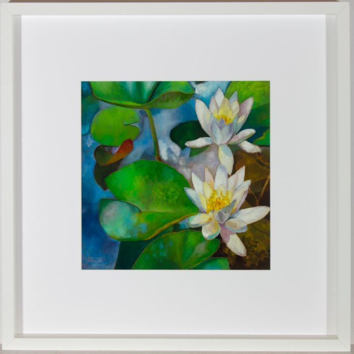 John Ivor Stewart PPPS (1936-2018) - Signed & Framed Oil, Water Lilies