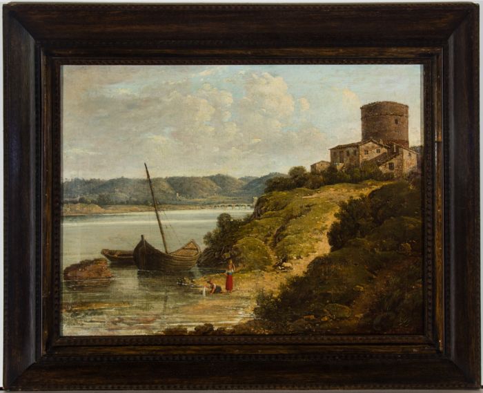 Follower of Bernardo Bellotto  - 19th Century Oil, Italian River Landscape