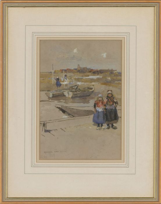 Attrib. Charles J. Watson (1846-1927) - Framed 1889 Watercolour, Marken, Holland