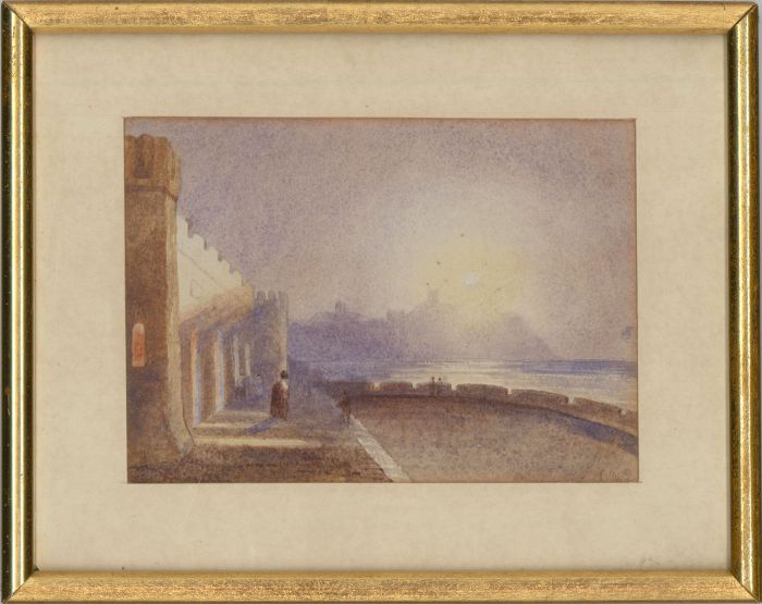 C.M.P - Framed Late 19th Century Watercolour, Castle on The Coast