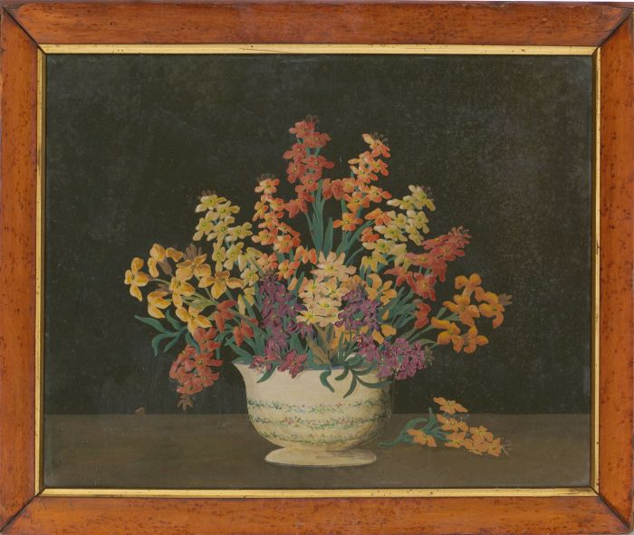 Claude Garnett - Framed 1929 Collage, Vase with Wallflowers