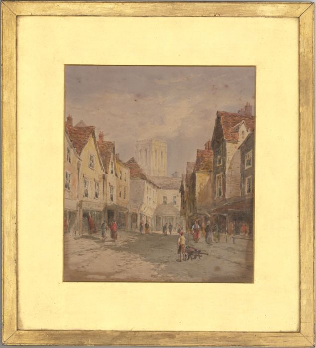 B.M - Late 19th Century Watercolour, Victorian Street Scene