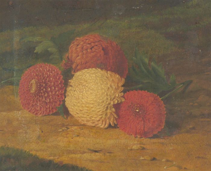 H - Victorian 1871 Oil, The Dahlias