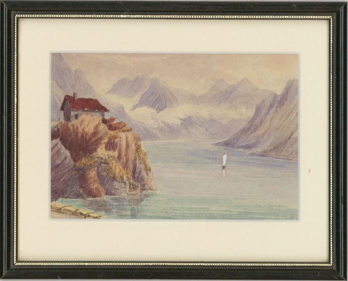 F.V Smilt - Framed 1883 Watercolour, Lake Lugano