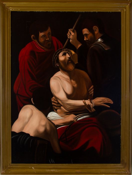 After Caravaggio - Large Framed 20th Century Oil, Crowning with Thorns