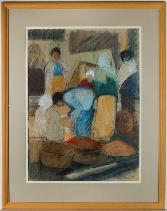Charles Rodwell - Signed & Framed 1986 Pastel, Maymyo Market, Burma