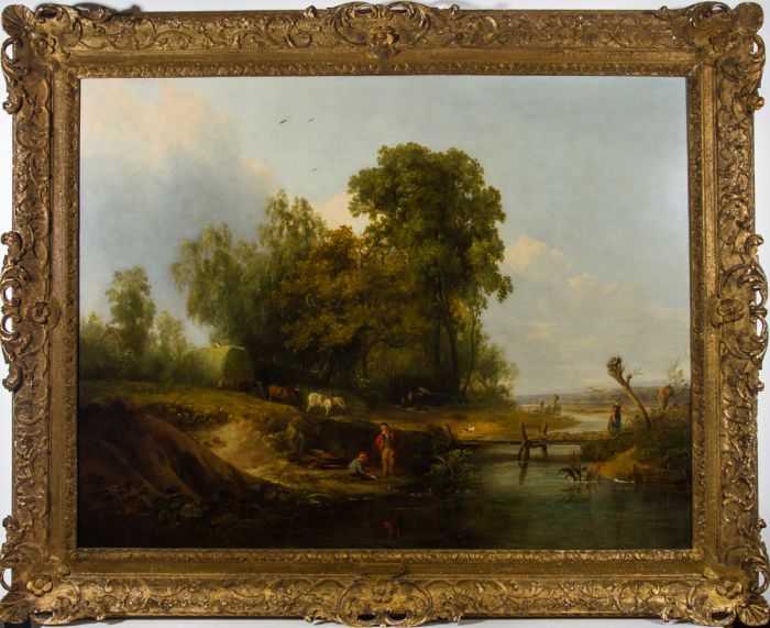 Attrib. George Burrell Willcock RA (1811-1852) - Oil, Haywain Crossing a River
