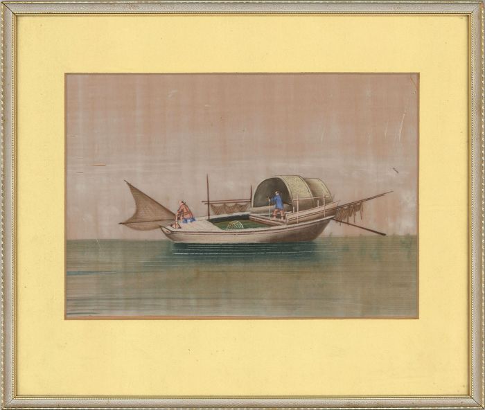 Framed Late 19th Century Gouache - Chinese Fishing Vessel