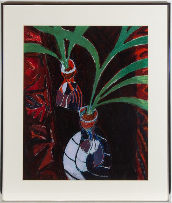 M.S. - Framed Contemporary Pastel, Vibrant Still Life Study