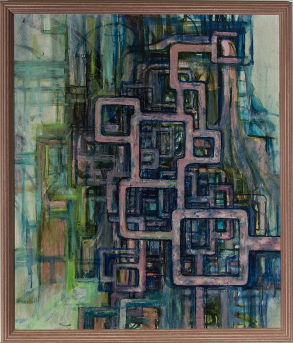 Margaret O. Hole (1919-2012) - Framed Contemporary Oil, Abstract Grid
