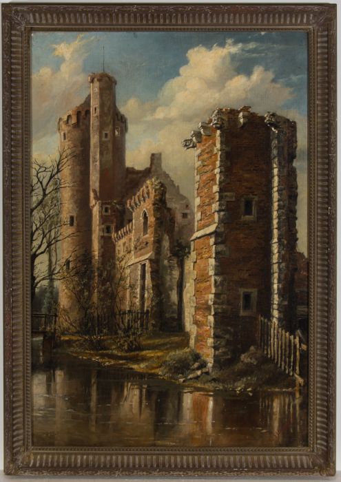 Edward S. Bearcroft - Fine Framed Late 19th Century Oil, Moated Castle Ruins