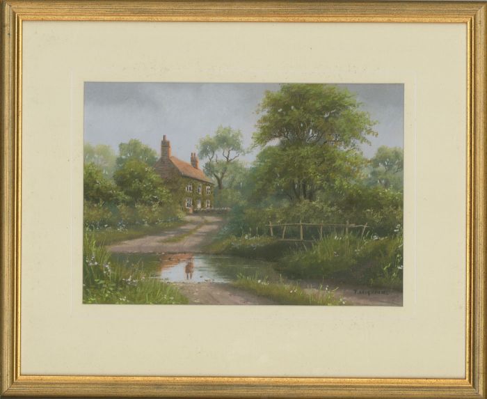 Tom Leighton - Signed & Framed Contemporary Pastel, Countryside Cottage Study